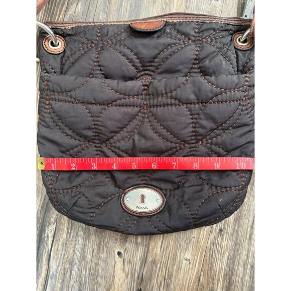 Fossil Key-Per Fabric Quilted Crossbody Bag Black Brown & Wallet - Picture 2 of 14
